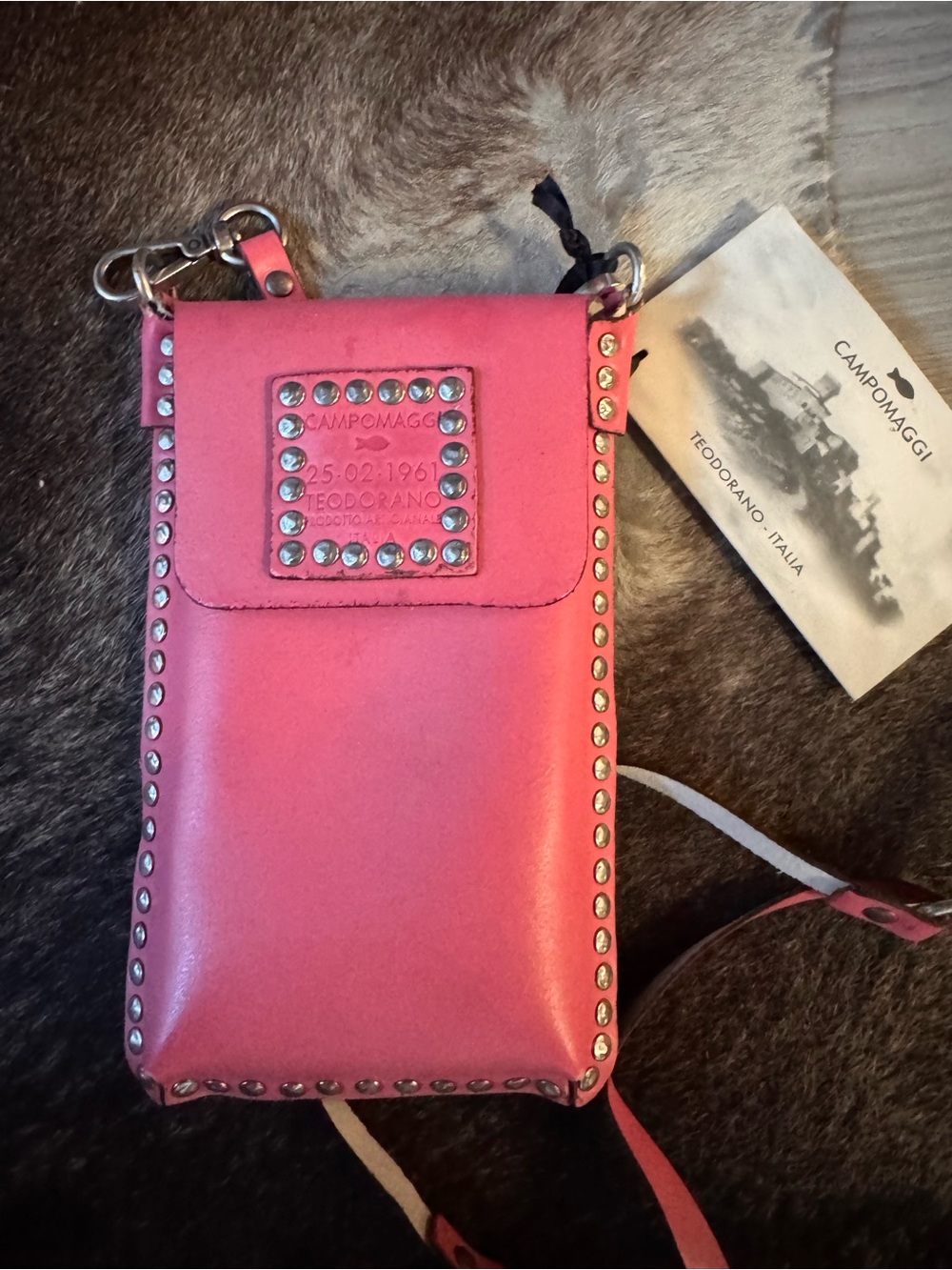 Campomaggi NWT Pink Leather Crossbody Phone Pouch for All ProMax